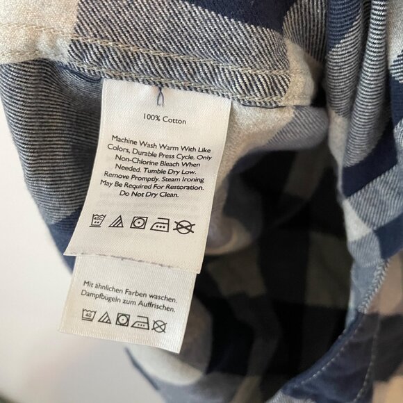 Eddie Bauer Mens Classic Fit Plaid Button-Down Shirt S 100% Cotton Navy & Gray - Picture 5 of 5